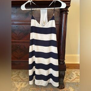 Navy and White Racerback Striped Dress